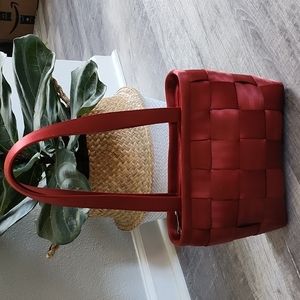 Harveys Seatbelt Red Shoulder Bag Purse Handbag Tote Shopper Zipper Top